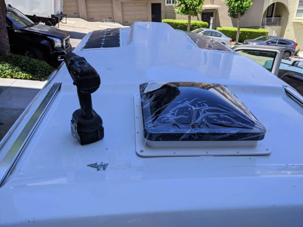 Fantastic fan being installed on a Chevy Astro van.