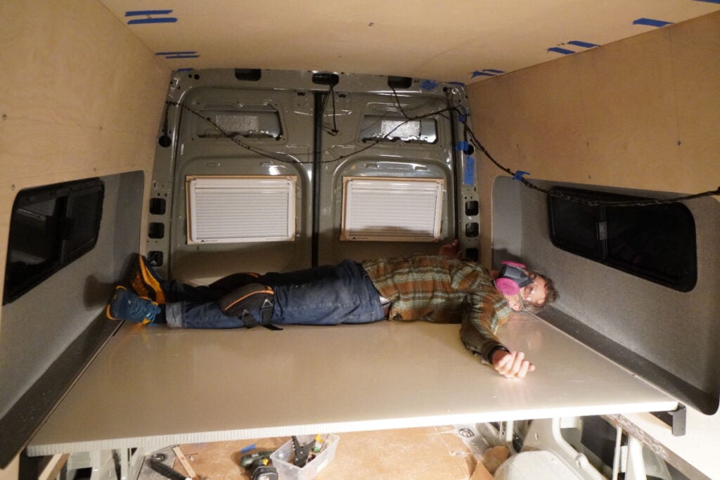 Man lying on Flarespace bed