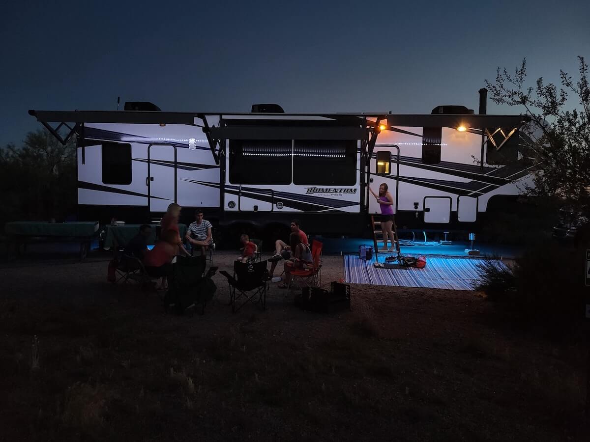 fifth wheel at night