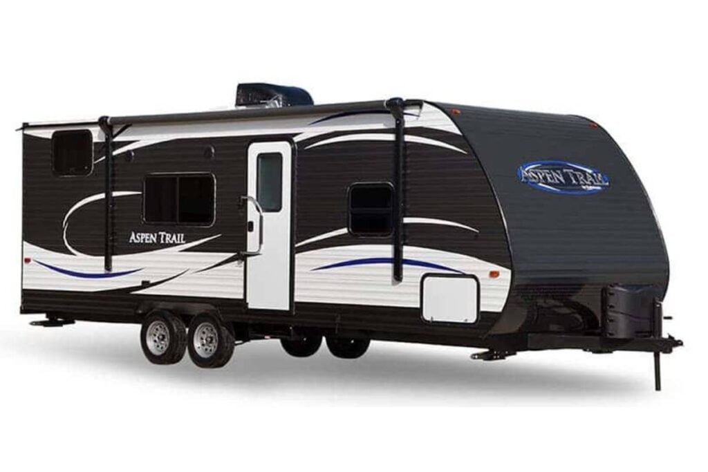 black travel trailer exterior