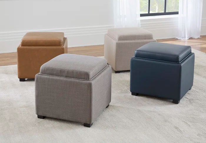Stone Vegan Leather Storage Ottoman by Latitude Run