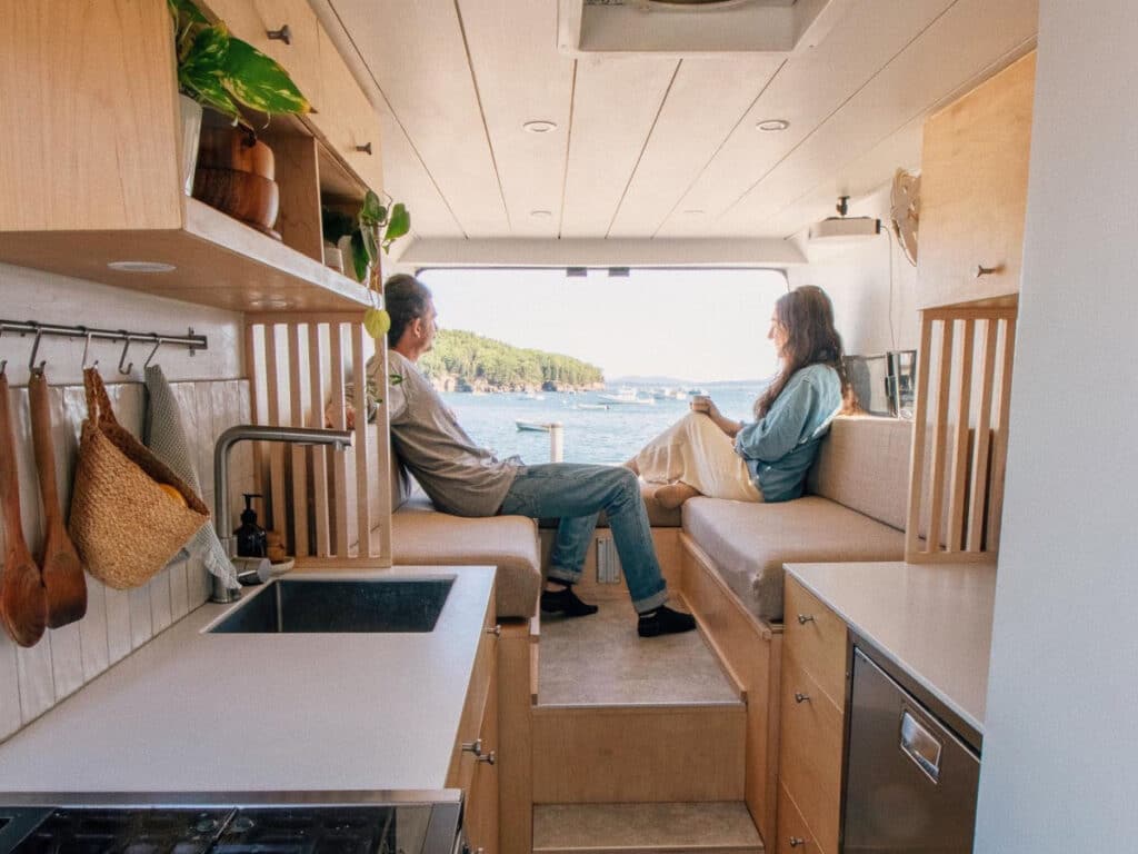 promaster campervan showing a couple inside