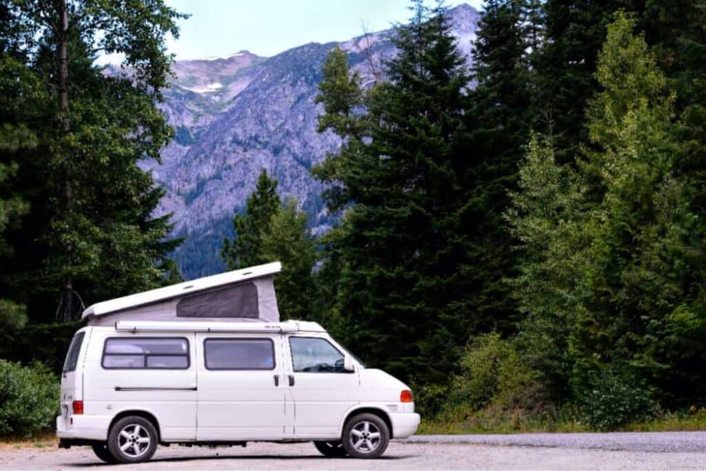 VW Eurovan with pop top is one of the best affordable campervans