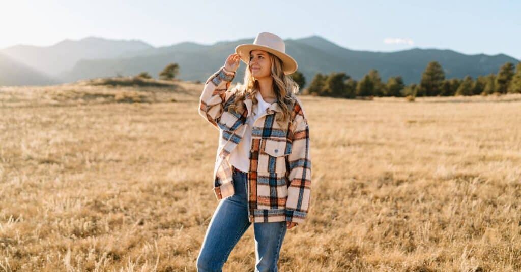 woman standing on the fields