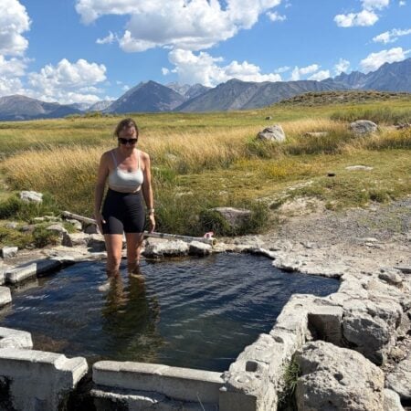 Kristin at the hot springs near Mammoth Lakes, California