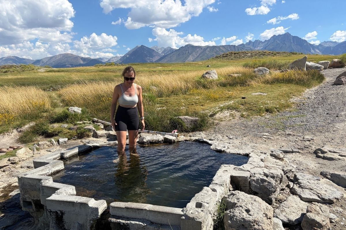 Kristin at the hot springs near Mammoth Lakes, California