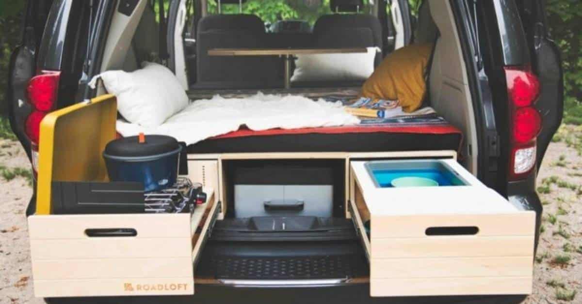 minivan camper showing its interior