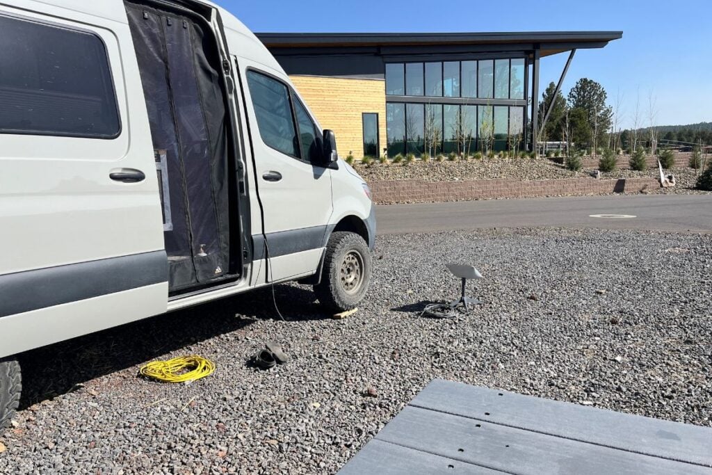 sprinter van parked at rv park