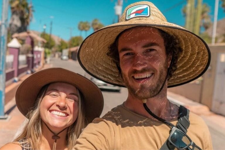 couple standing in a street