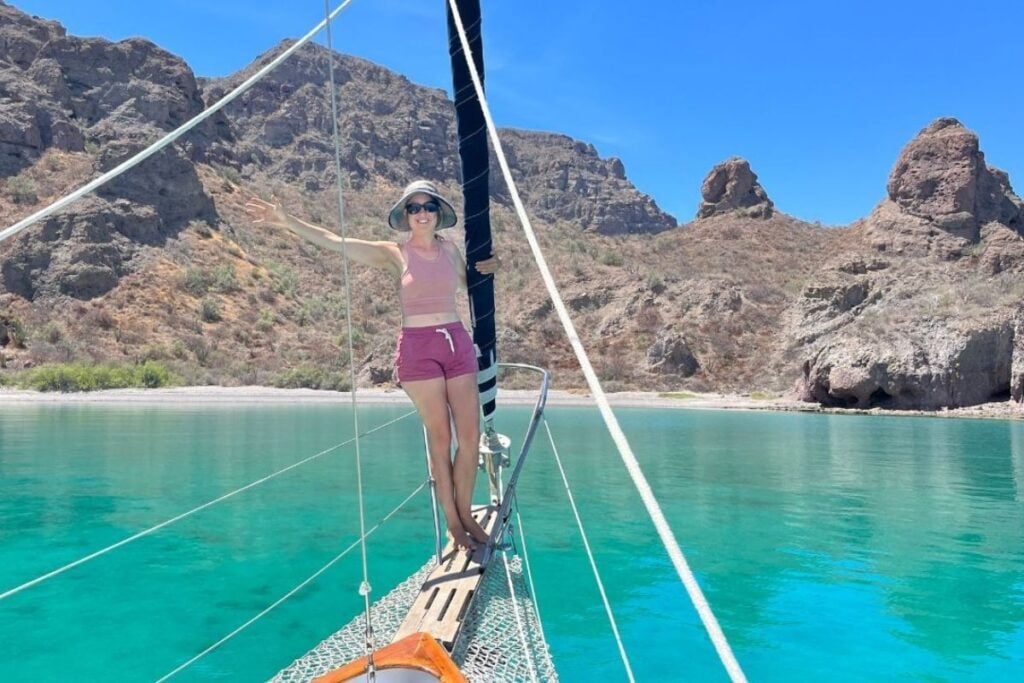 kristin on bow in sea of cortez