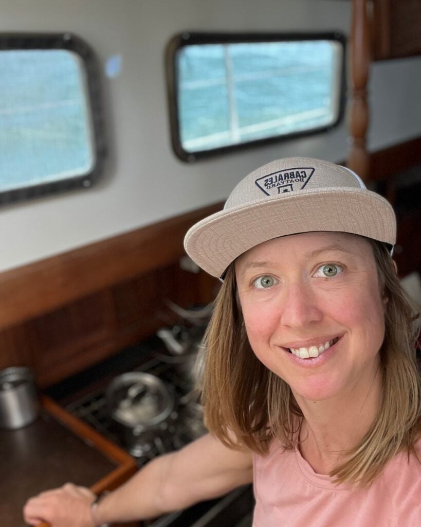 kristin inside sailboat galley