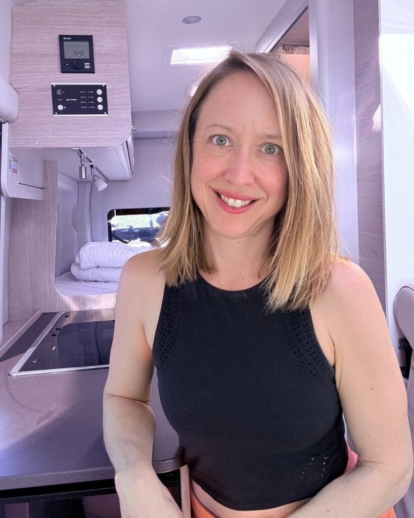 woman inside campervan