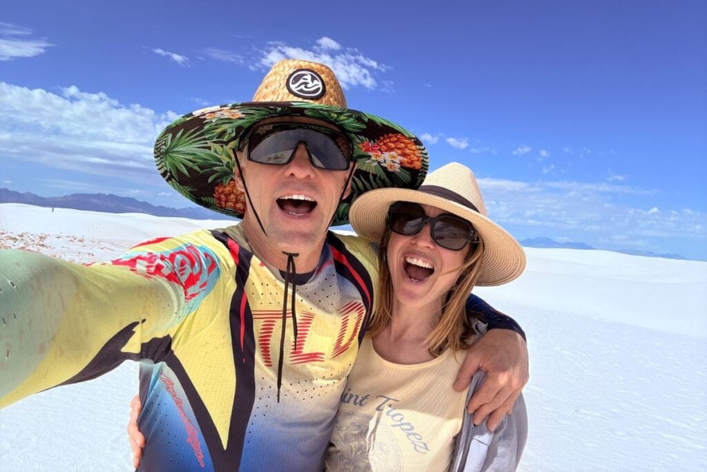 man and woman in white sands national park