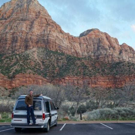 campervan parked at zion