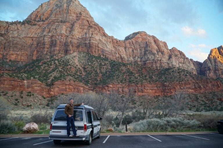 campervan parked at zion