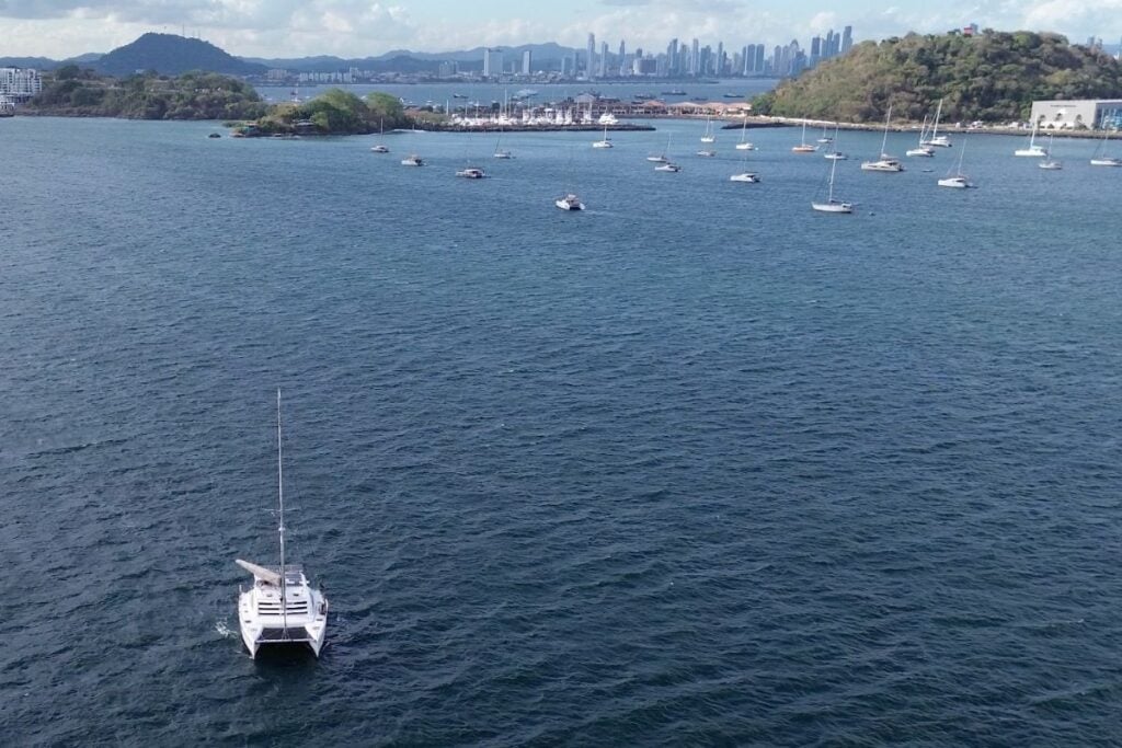 catamaran on the sea outside Panama