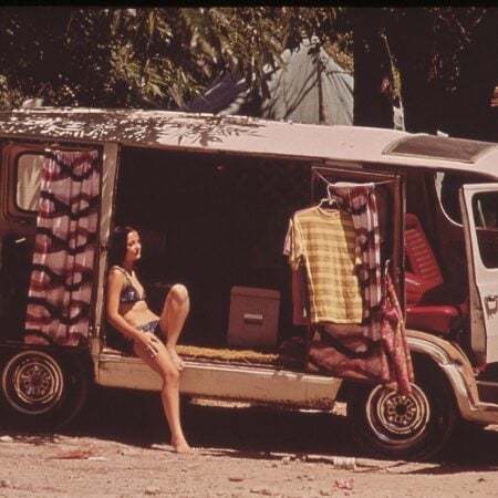 1972 van at Garner State Park