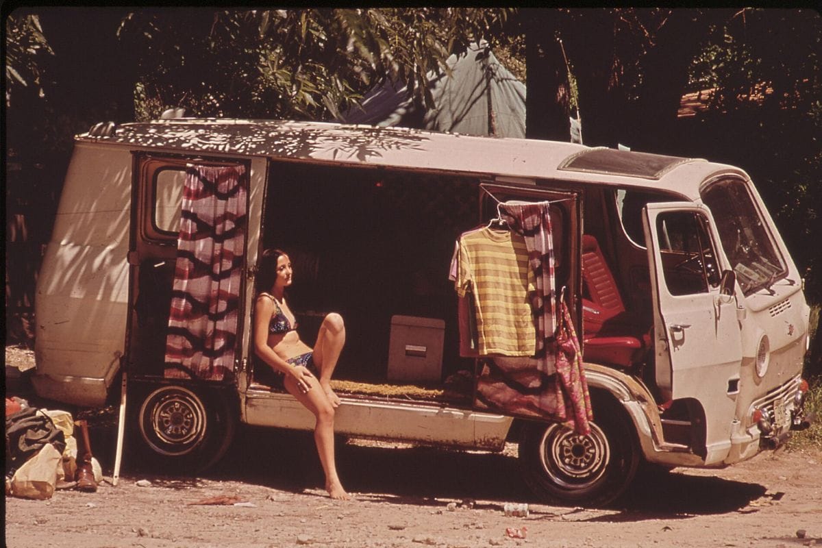 1972 van at Garner State Park