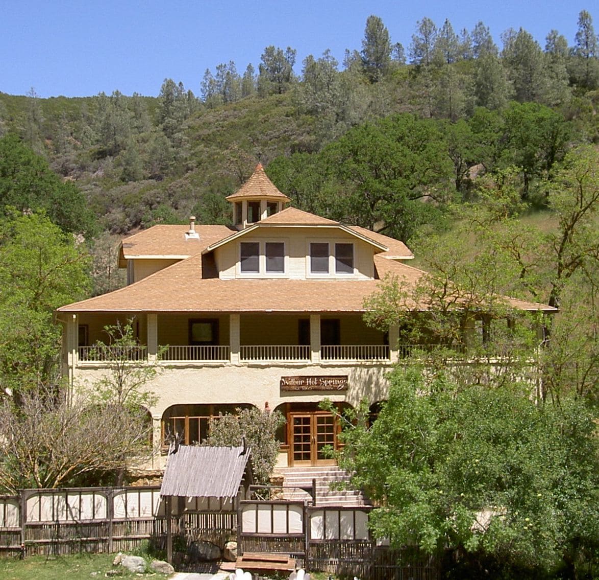 Front of the historic lodge building, Wilbur Hot Springs